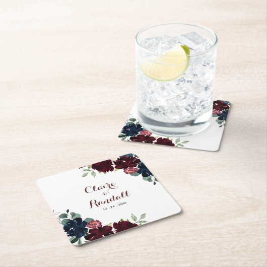 Luxe Boho Kleurrijke Bloemige Bruiloft Kartonnen Onderzetters (Insitu)