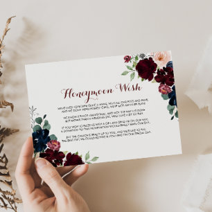 Luxe Boho Kleurrijke Bloemige Huwelijksreis Wens Informatiekaartje