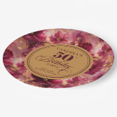 Luxe Boho Marsala Blush Gold 50e Verjaardag Bord (Gekanteld)