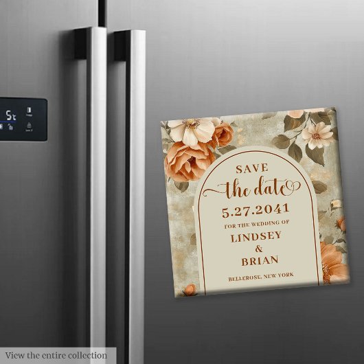 Luxe Boho Roestig Ivoor Salie Bloem Stuur de datum Magneet