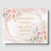 Luxe Boho Roze Roze Gouden Bloemachtige Bruidsdouc Gastenboek (Voorkant)