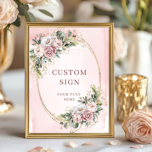 Luxe Boho Roze Roze Groene Aangepaste Bord Poster