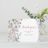 Luxe boho Spring Wildflower blush Baby shower Bedankkaart (Staand voorkant)