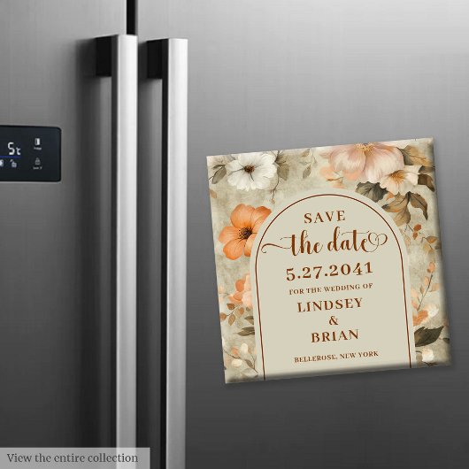 Luxe Boho Terracotta Beige Olijf Bespaar Datum Magneet