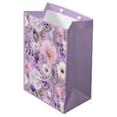 Luxe Boho Waterverf Bloem Middel Elegant Medium Cadeauzakje (Voorkant Gekanteld)