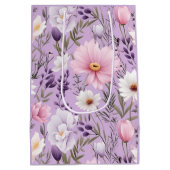Luxe Boho Waterverf Bloem Middel Elegant Medium Cadeauzakje (Achterkant)