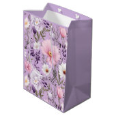 Luxe Boho Waterverf Bloem Middel Elegant Medium Cadeauzakje (Achterkant Gekanteld)