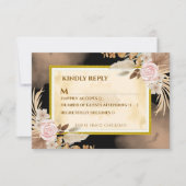 Luxe Boho Zwarte en Gouden RSVP Kaart (Voorkant)