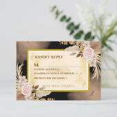 Luxe Boho Zwarte en Gouden RSVP Kaart (Staand voorkant)