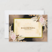 Luxe Boho Zwarte en Gouden RSVP Kaart (Achterkant)