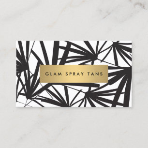 Luxe Bold Black and White Palm Leaves Spray Tan Visitekaartje