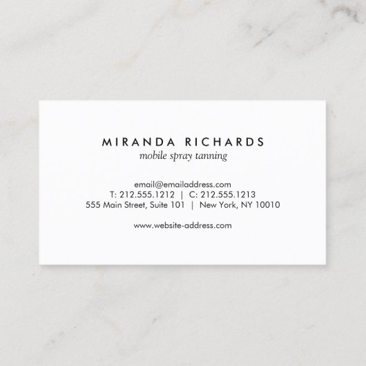 Luxe Bold Black and White Palm Leaves Spray Tan Visitekaartje (Achterkant)