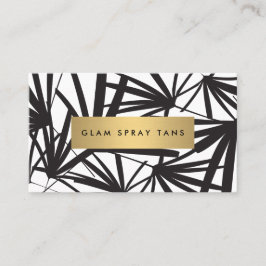 Luxe Bold Black and White Palm Leaves Spray Tan Visitekaartje