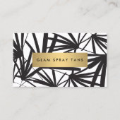 Luxe Bold Black and White Palm Leaves Spray Tan Visitekaartje (Voorkant)