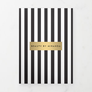 Luxe Bold Black and White Stripes Brochure Drieluik Kaart