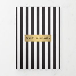 Luxe Bold Black and White Stripes Brochure Drieluik Kaart