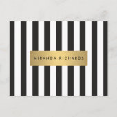 Luxe Bold Black and White Stripes met Gold Bar Briefkaart (Voorkant)