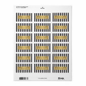 Luxe Bold Black and White Stripes met Gold Bar Etiket (Full Sheet)