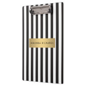 Luxe Bold Black and White Stripes met Gold Bar Klembord (Links)