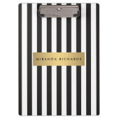 Luxe Bold Black and White Stripes met Gold Bar Klembord (Voorkant)