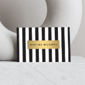 Luxe Bold Black and White Stripes met Gold Bar Visitekaartje