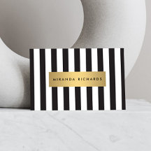 Luxe Bold Black and White Stripes met Gold Bar