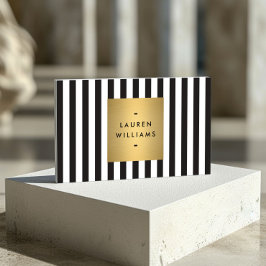 Luxe Bold Black and White Stripes met Gold Box II Visitekaartje
