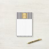 Luxe Bold Black and White Stripes met Gold Box Post-it® Notes (Op bureau)