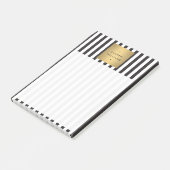 Luxe Bold Black and White Stripes met Gold Box Post-it® Notes (Schuin)