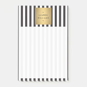Luxe Bold Black and White Stripes met Gold Box Post-it® Notes (Voorkant)