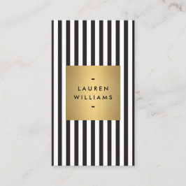 Luxe Bold Black and White Stripes met Gold Box Visitekaartje
