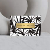 Luxe Bold Black en White Palm Leaves Visitekaartje