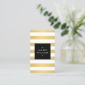 Luxe Bold Faux Gold en White Stripes Visitekaartje (Staand voorkant)