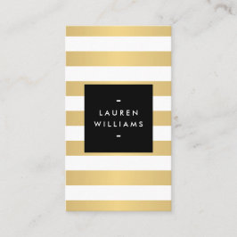 Luxe Bold Faux Gold en White Stripes Visitekaartje
