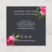 Luxe Bold Waterverf Rozen op Grijs Vierkante Visitekaartje (Achterkant)