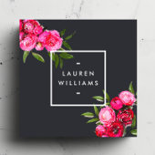 Luxe Bold Waterverf Rozen op Grijs Vierkante Visitekaartje