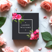 Luxe Bold Waterverf Rozen op Grijs Vierkante Visitekaartje