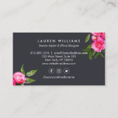 Luxe Bold Waterverf Rozen op Grijs Visitekaartje (Achterkant)