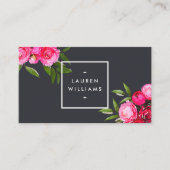 Luxe Bold Waterverf Rozen op Grijs Visitekaartje (Voorkant)