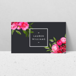 Luxe Bold Waterverf Rozen op Grijs Visitekaartje