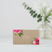 Luxe Bold Waterverf Rozen op Kraft Visitekaartje (Staand voorkant)