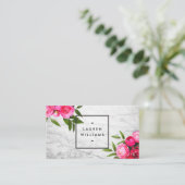 Luxe Bold Waterverf Rozen op Marmer Visitekaartje (Staand voorkant)