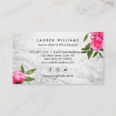 Luxe Bold Waterverf Rozen op Marmer Visitekaartje (Achterkant)