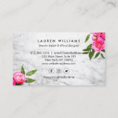 Luxe Bold Waterverf Rozen op Marmer Visitekaartje (Achterkant)