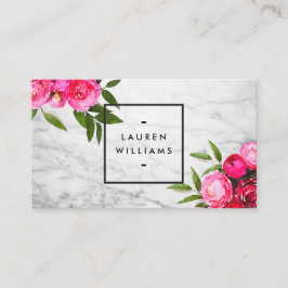 Luxe Bold Waterverf Rozen op Marmer Visitekaartje