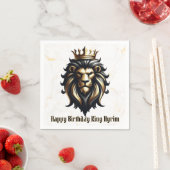 Luxe Bold Zwart en Gouden Leeuw met Kroon Servet (Insitu)