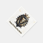 Luxe Bold Zwart en Gouden Leeuw met Kroon Servet (Hoek)