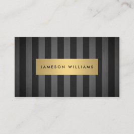 Luxe Bold Zwart en Grijs Strepen met Gouden Bar Visitekaartje
