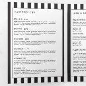 Luxe Bold Zwart Wit Strepen Brochure Drieluik Kaart (Binnenzijde eerst)
