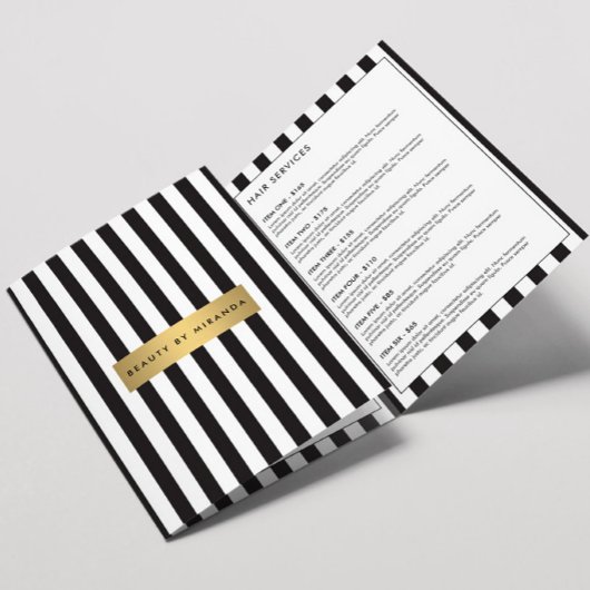 Luxe Bold Zwart Wit Strepen Brochure Drieluik Kaart